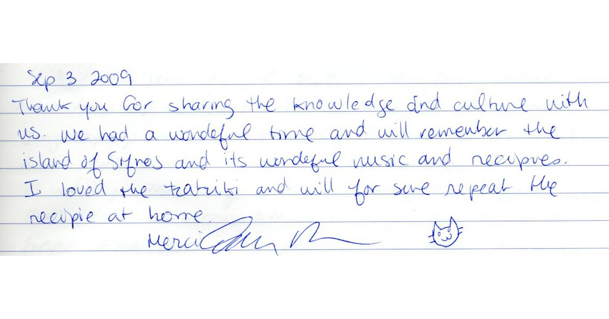 Guest reviews of wood oven cooking in Sifnos