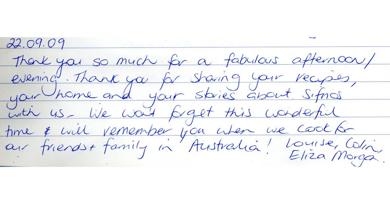 Guest reviews of wood oven cooking in Sifnos